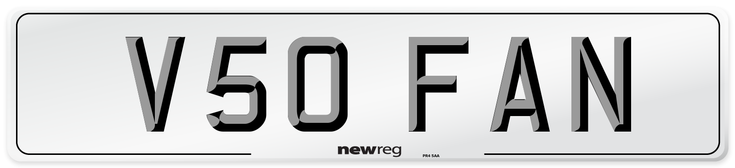 V50 FAN Number Plate from New Reg